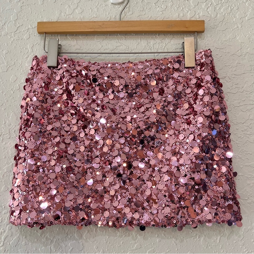 Urban Outfitters Silence + Noise Olivia Paillette Pink Sequin Mini Skirt S